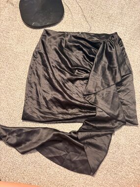 Windsor Black Satin Drape Skirt